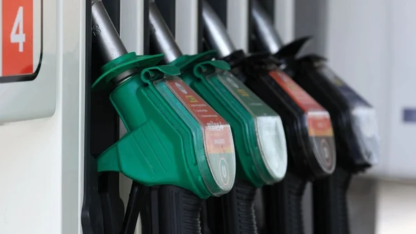 diesel and petrol pumps pictured at a petrol station